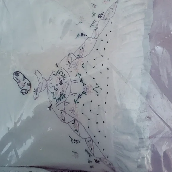 Embroidery Stamped Pillowcase with Floral Girl Design - Picture 3 of 4